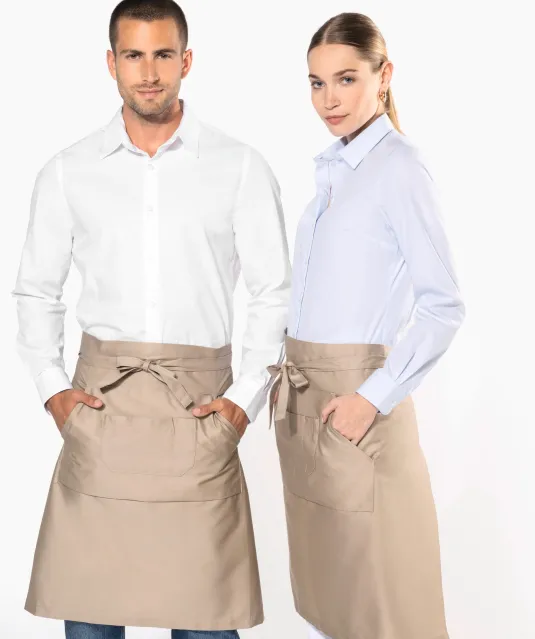 K897 - Polykatoen lang schort Beige