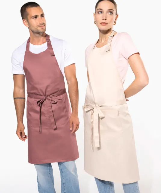 K890 - Schort van Polykatoen met zak Beige