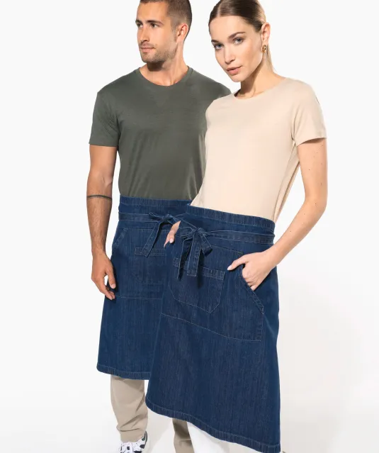 K887 - Katoenen lang schort Black