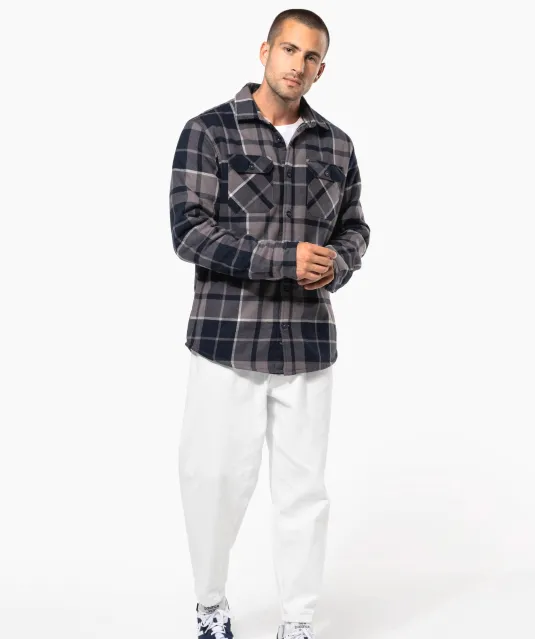 K579 - Geruit overshirt met sherpavoering Red / Navy checked