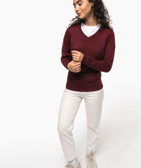 K966 - Dames pullover met v-hals Black