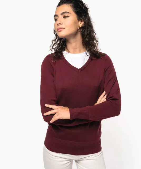 K966 - Dames pullover met v-hals Black