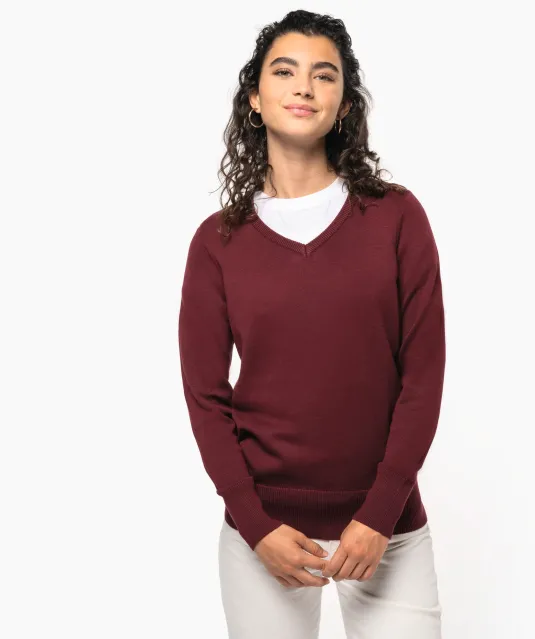 K966 - Dames pullover met v-hals Black