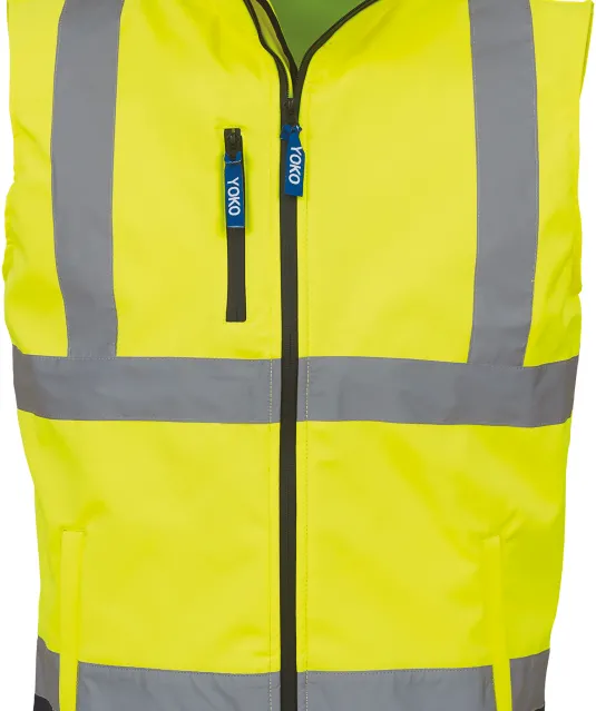 YHV006 - Softshell veiligheidsbodywarmer Hi Vis Yellow / Navy