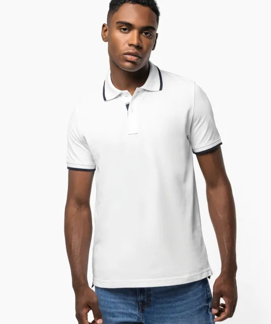 K245 - Polo korte mouwen Light Turquoise / White / Navy