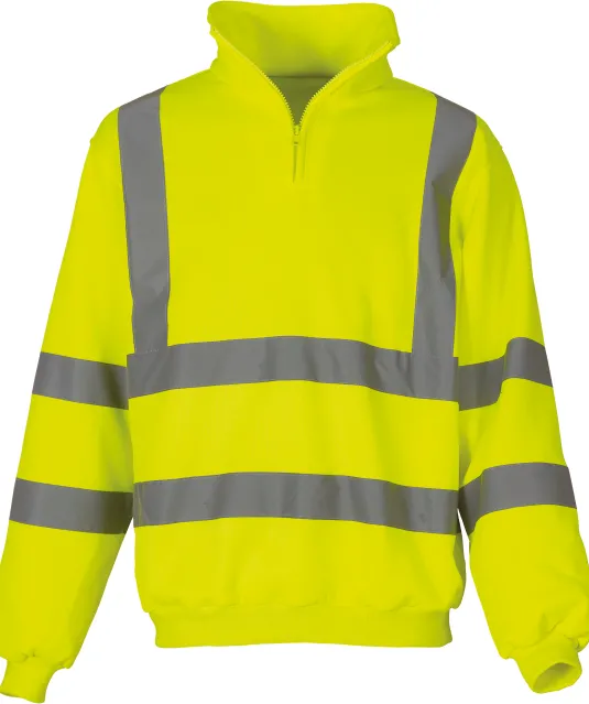 YHVK06 - Veiligheidsweater met 1/4 rits Hi Vis Yellow