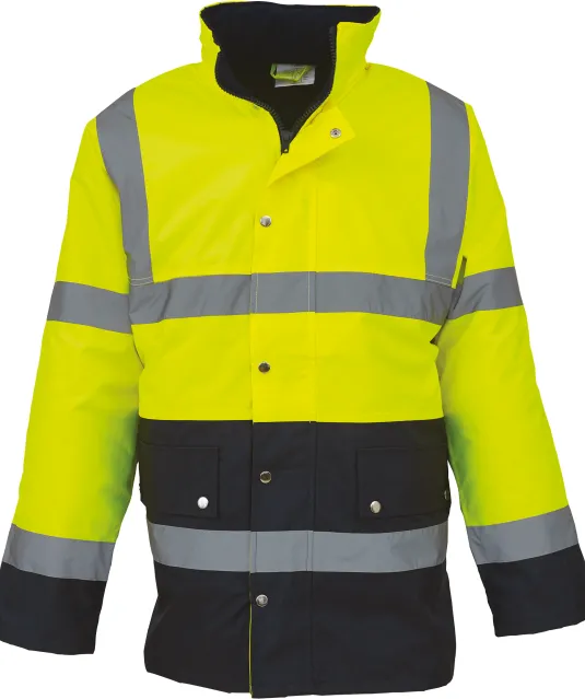 YHVP302 - 2-kleurig veiligheidsjack voor snelweg Hi Vis Yellow / Navy
