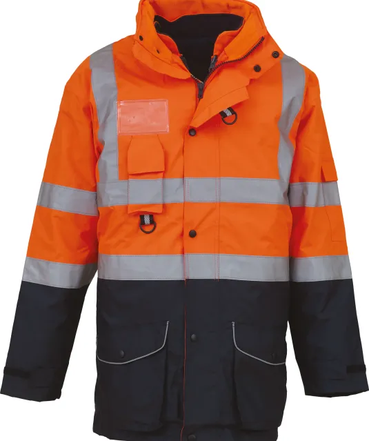 YHVP711 - Multifunctionele 7-in-1 veiligheidsparka Hi Vis Orange / Navy