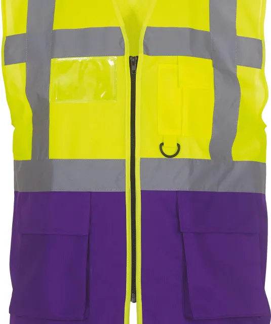 YHVW801 - Multifunctioneel veiligheidshesje Hi Vis Yellow / Purple