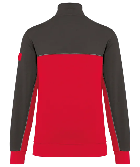 WK404 - Ecologische uniseks sweater met ritskraag Red / Dark Grey
