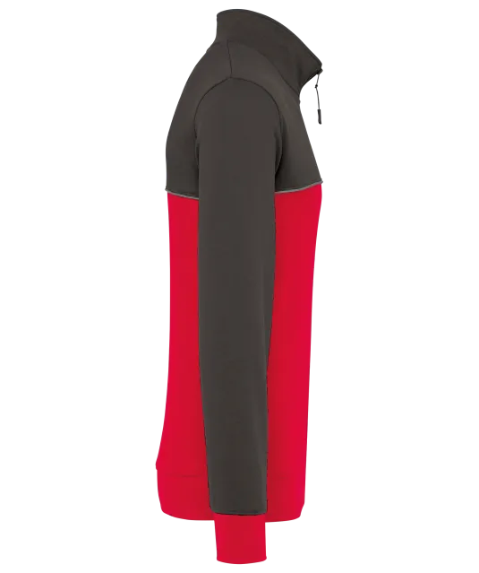 WK404 - Ecologische uniseks sweater met ritskraag Red / Dark Grey