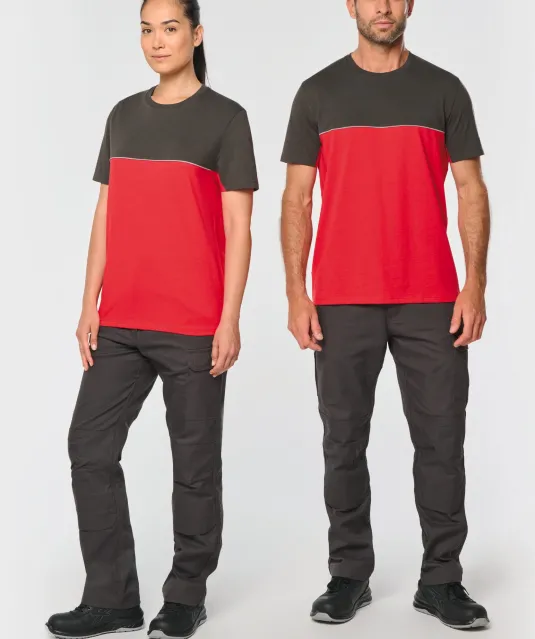 WK304 - Ecologisch tweekleurig uniseks T-shirt met korte mouwen Black / Forest Green