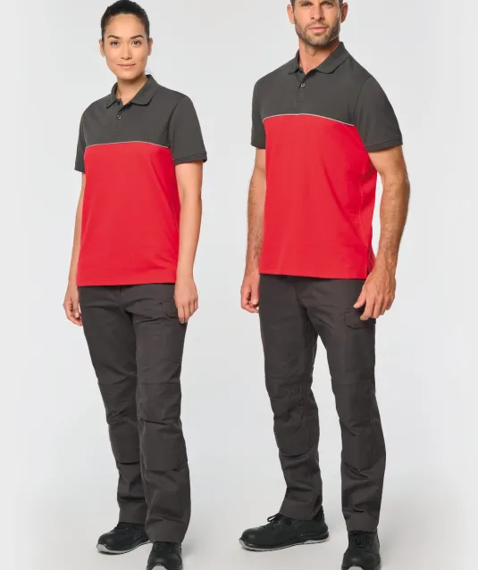 WK210 - Ecologische uniseks polo met korte mouwen in twee kleuren Black / Forest Green