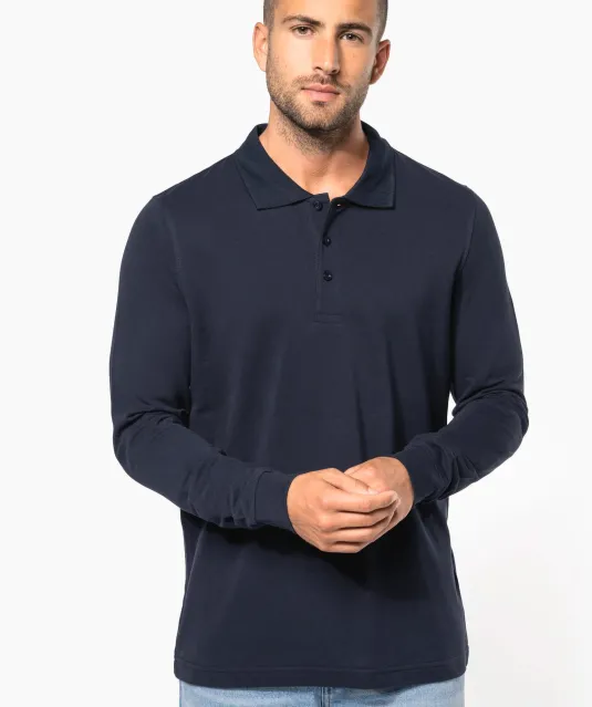 K256 - Piqué-herenpolo lange mouwen White