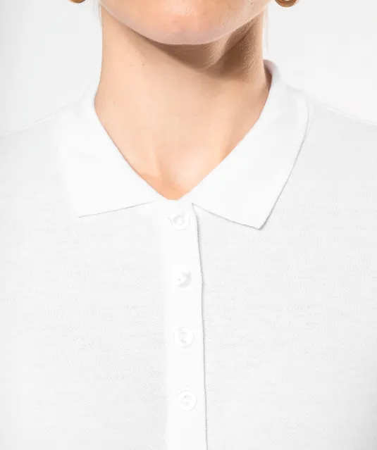 K257 - Piqué-damespolo lange mouwen White