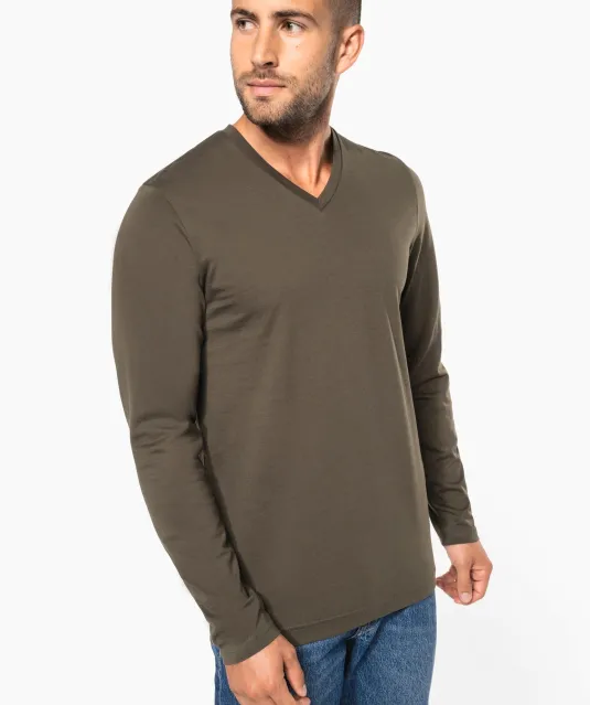 K358 - T-shirt V-hals lange mouwen White