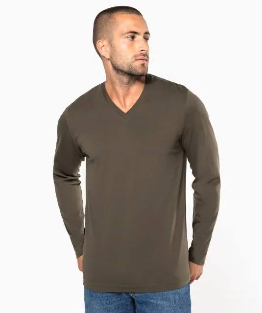 K358 - T-shirt V-hals lange mouwen White