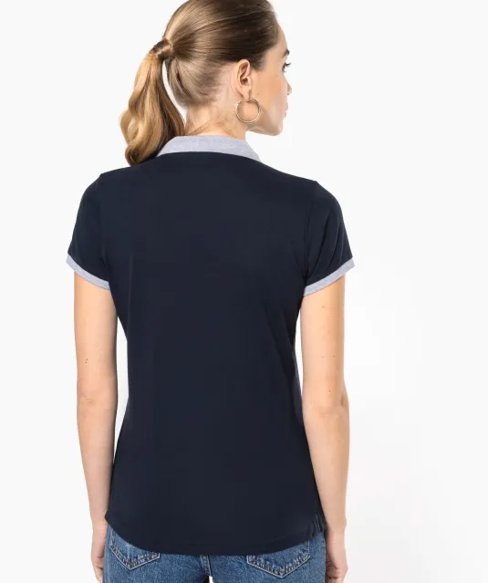 K259 - Piqué-damespolo tweekleurig Black / Oxford Grey