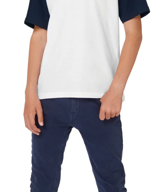 CGTK350 - Kids' Base-ball T-shirt White / Navy