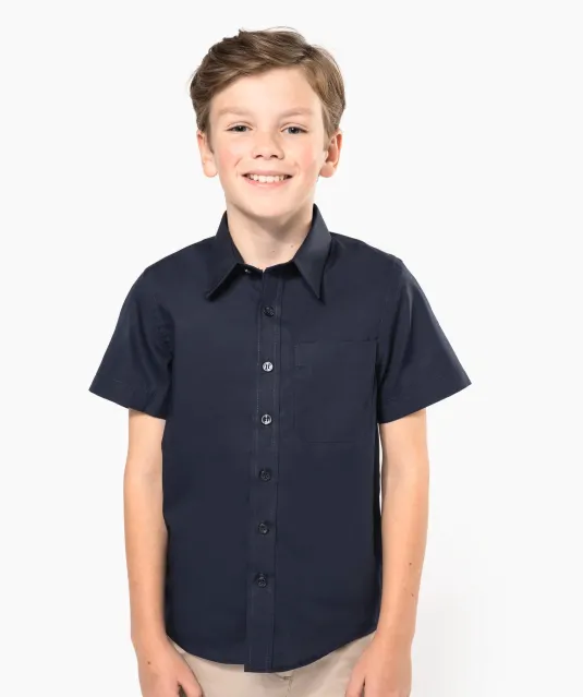 K520 - Kinder poplin overhemd korte mouwen White