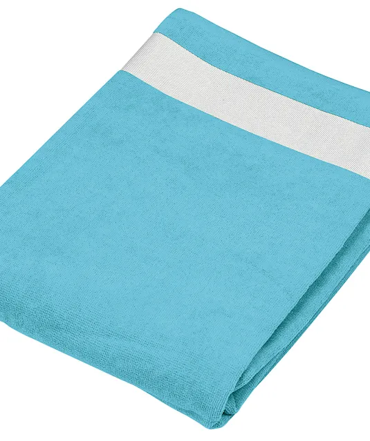 K118 - Fluwelen Strandlaken Turquoise / White