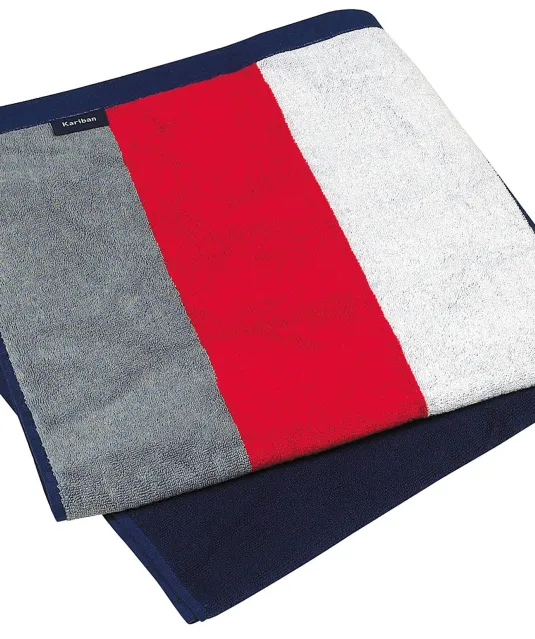 K121 - Gestreept Fluwelen Strandlaken Black/Orange/ White/ Chocolate