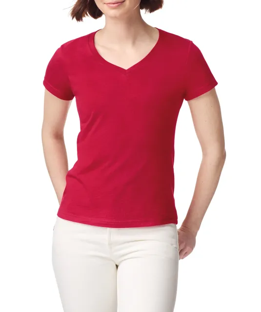 GI64V00L - Softstyle® Fitted Ladies' V-neck T-shirt Cherry Red