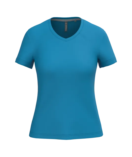 K381 - Dames T-shirt v-hals met korte mouwen Tropical Blue