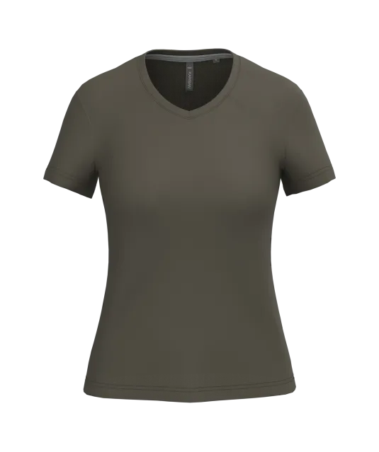 K381 - Dames T-shirt v-hals met korte mouwen Dark Khaki