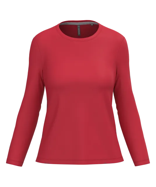 K383 - Dames T-shirt ronde hals lange mouwen Red