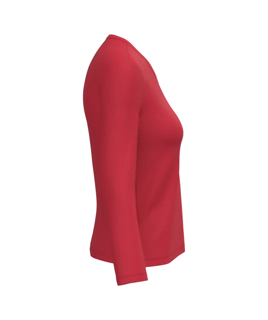 K382 - Dames T-shirt V-hals lange mouwen Red