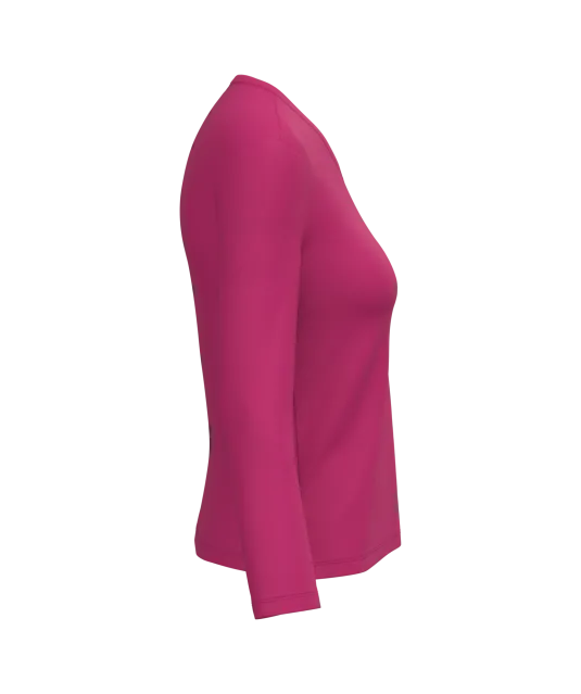 K382 - Dames T-shirt V-hals lange mouwen Fuchsia