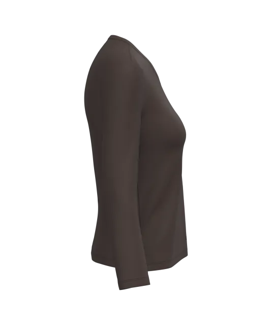 K382 - Dames T-shirt V-hals lange mouwen Chocolate