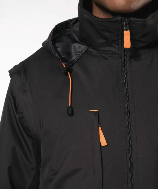 K639 - Herenjack met afneembare mouwen Black / Orange
