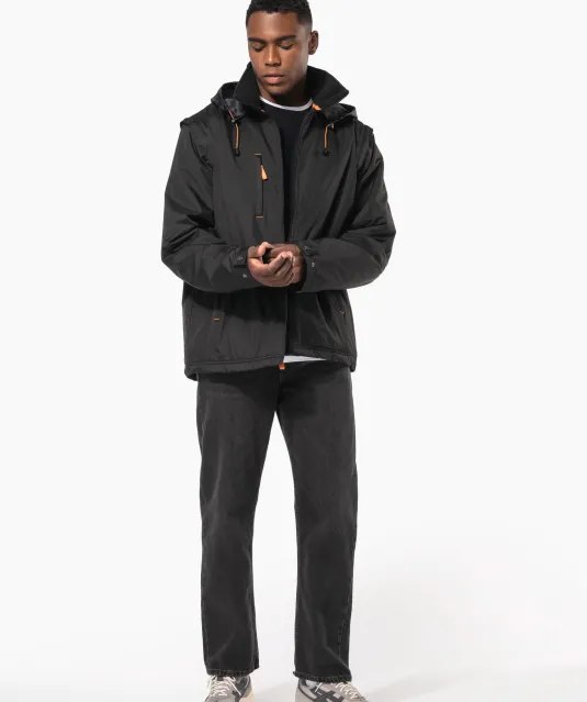 K639 - Herenjack met afneembare mouwen Black / Orange