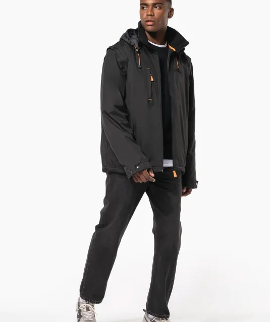 K639 - Herenjack met afneembare mouwen Black / Orange
