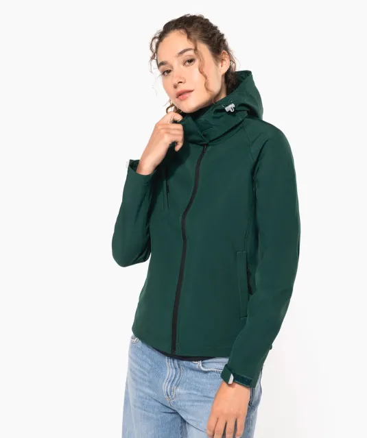 K414 - Dames softshell jas met afneembare capuchon Black
