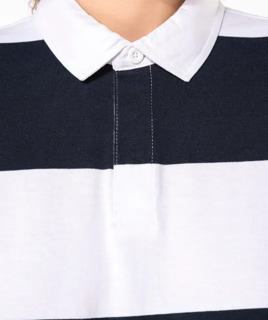 K285 - Gestreepte uniseks polo lange mouwen Black / White Stripes