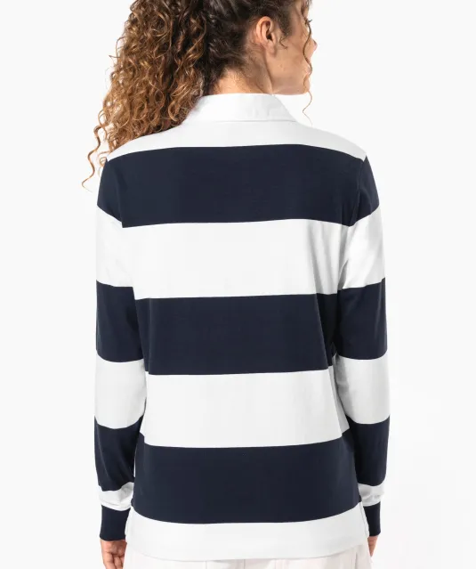 K285 - Gestreepte uniseks polo lange mouwen Black / White Stripes