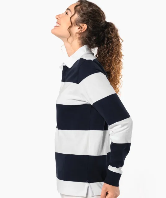 K285 - Gestreepte uniseks polo lange mouwen Black / White Stripes