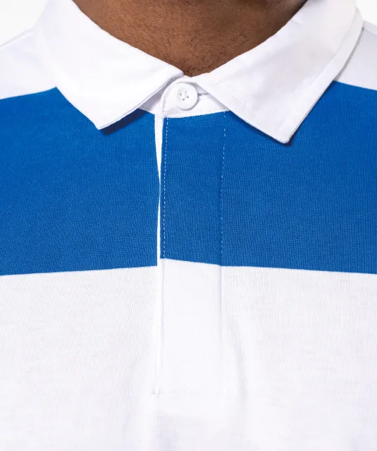 K285 - Gestreepte uniseks polo lange mouwen Black / White Stripes