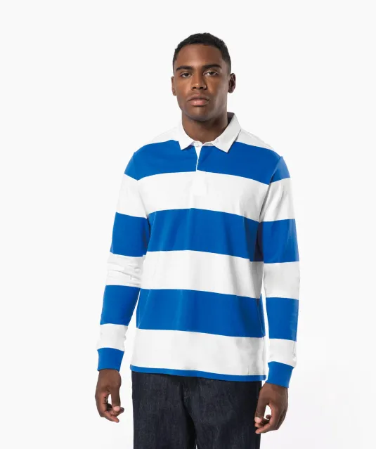 K285 - Gestreepte uniseks polo lange mouwen Black / White Stripes