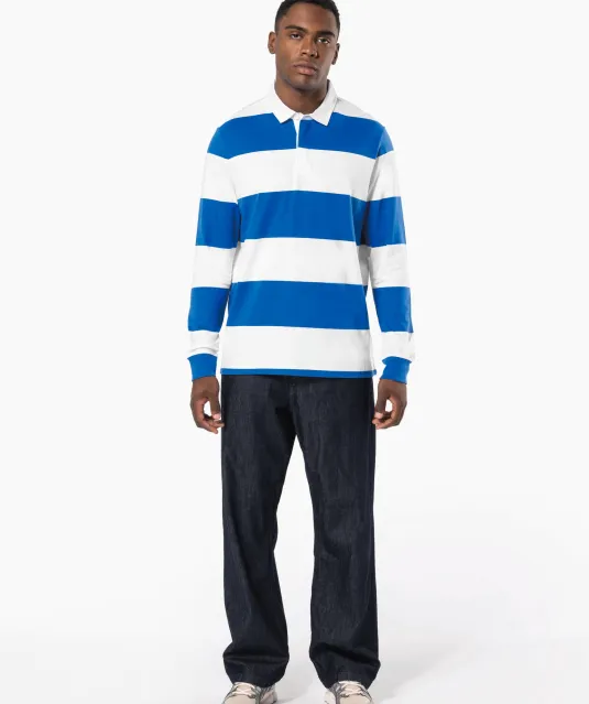 K285 - Gestreepte uniseks polo lange mouwen Black / White Stripes