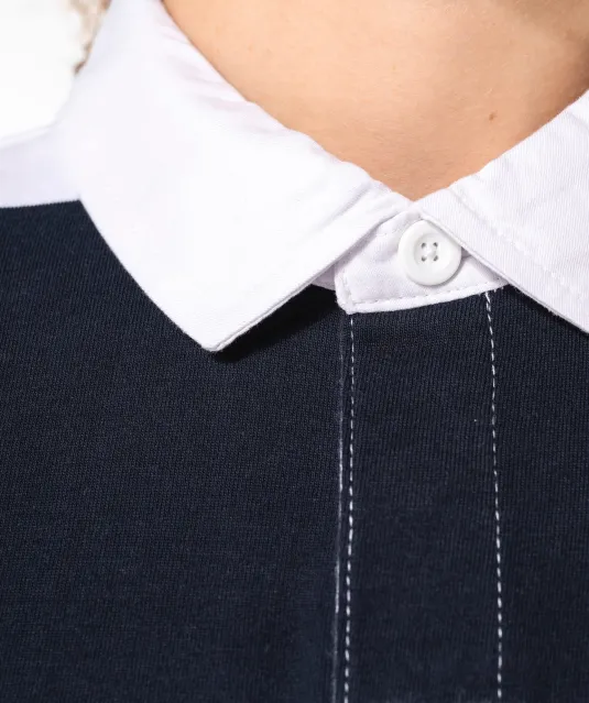 K285 - Gestreepte uniseks polo lange mouwen Black / White Stripes