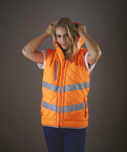 YHV007 - Kensington - Hi-Vis bodywarmer met capuchon Navy