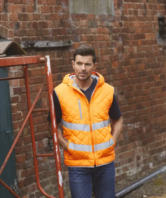 YHV007 - Kensington - Hi-Vis bodywarmer met capuchon Navy