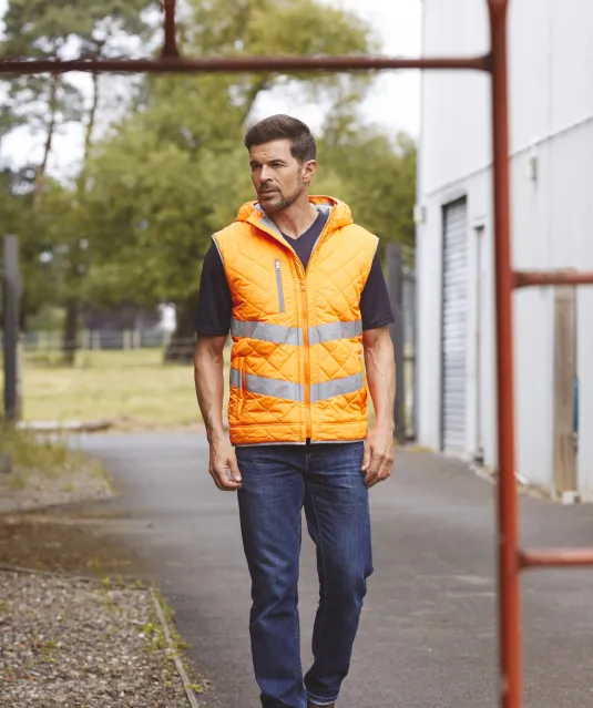 YHV007 - Kensington - Hi-Vis bodywarmer met capuchon Navy