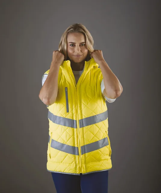 YHV007 - Kensington - Hi-Vis bodywarmer met capuchon Navy