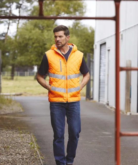 YHV007 - Kensington - Hi-Vis bodywarmer met capuchon Navy