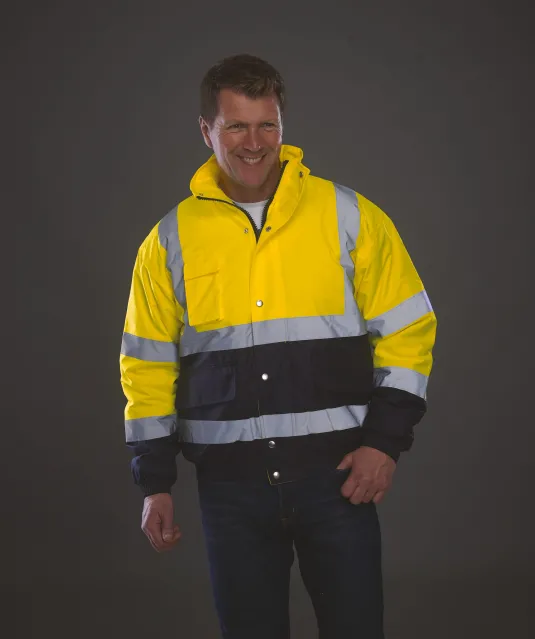 YHVP218 - 2-kleurig veiligheids bomberjack Hi Vis Orange / Navy